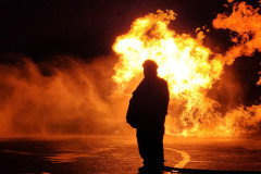Moose Lake Fire Rescue crew working a structure fire