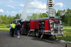 Fire truck in rural field setting